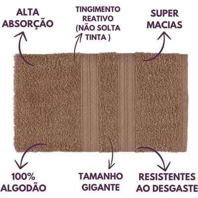 Jogo De Toalhas De Banho 4 Peças 100% Algodão Alta Absorção 2 Banho + 2 Rosto Padrão Hotel Pousada Bege
