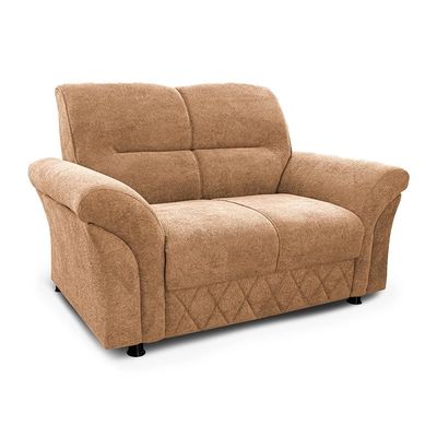 Sofá 2 Lugares Cama inBox Mourato com 140cm de Largura e Revestido em Bouclé Caramelo