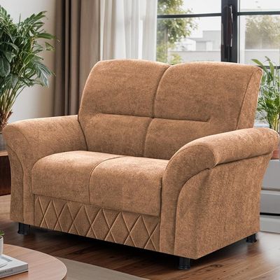 Sofá 2 Lugares Cama inBox Mourato com 140cm de Largura e Revestido em Bouclé Caramelo