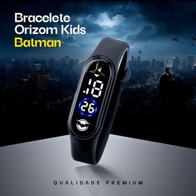 Relogio Infantil Digital Prova Dagua Criança Batman + Caixa Presente Silicone Preto Original Menino