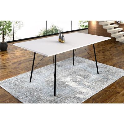 Mesa Sala De Jantar Paraty Preto 150x90cm Tampo Branco Preto