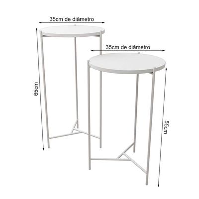 Mesa Lateral Redonda áquila Branca Tampo Branco