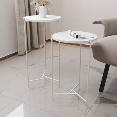 Mesa Lateral Redonda áquila Branca Tampo Branco