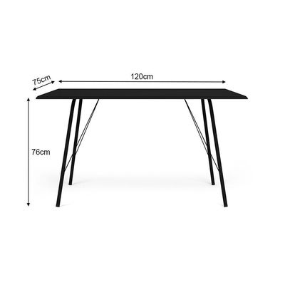 Mesa Jantar Paraty 120cm Tampo Preto Com 4 Cadeiras Angra Estofadas Preta E Marrom Preto