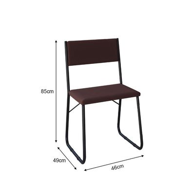 Mesa Jantar Paraty 120cm Tampo Preto Com 4 Cadeiras Angra Estofadas Preta E Marrom Preto