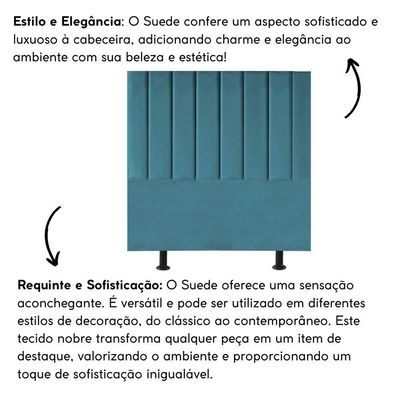 Cabeceira Estofada Cama Solteiro 100 Cm Sara Suede E Frame Cor:azul Turquesa