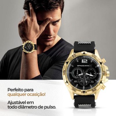 Pulseira Relogio Masculino Banhado Aço Dourado Inoxidável