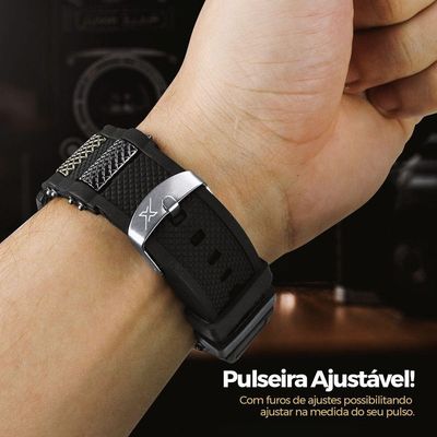 Pulseira Relogio Masculino Banhado Aço Dourado Inoxidável