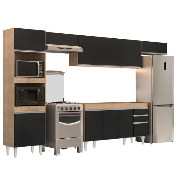 Armário de Cozinha Modulada 5 Peças CP13 Balcão Castanho/Preto - Lumil