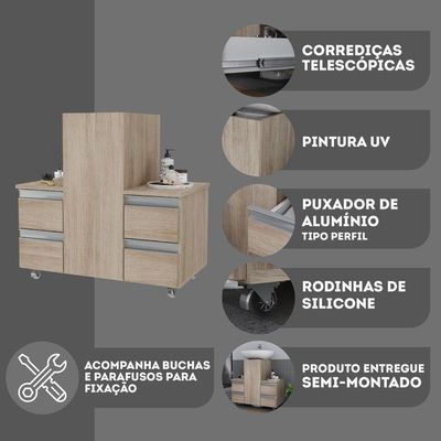 Gabinete Banheiro Coluna Para Encaixe Madeirado Inteiro