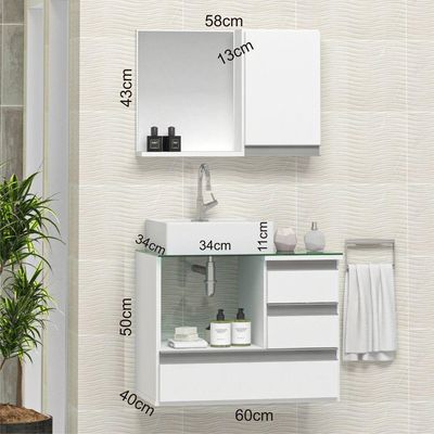 Conjunto Gabinete Polo 60cm Branco Inteiro