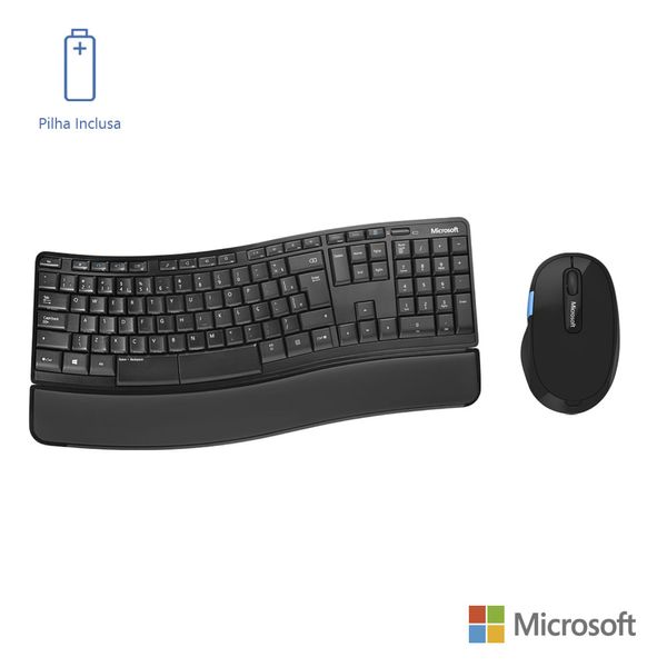 Combo Teclado e Mouse Microsoft Sem Fio Sculpt Comfort Usb Preto - L3V00005 L3V00005