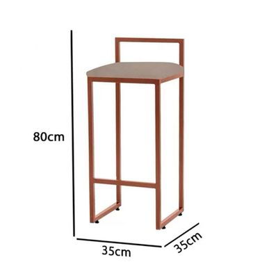 Kit 4 Banquetas Industrial Premium Alta Bar Cozinha Bistrô Em Aço Dori Cobre Assento Suede Bege Marrom