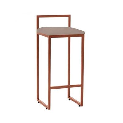 Kit 4 Banquetas Industrial Premium Alta Bar Cozinha Bistrô Em Aço Dori Cobre Assento Suede Bege Marrom