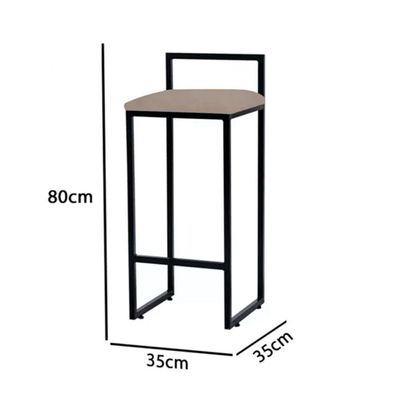 Kit 3 Banquetas Industriais Premium Bar Cozinha Bistrô Em Aço Dori Preta Assento Suede Bege Preto