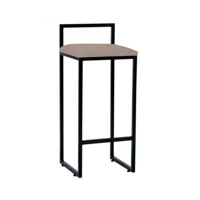 Kit 3 Banquetas Industriais Premium Bar Cozinha Bistrô Em Aço Dori Preta Assento Suede Bege Preto