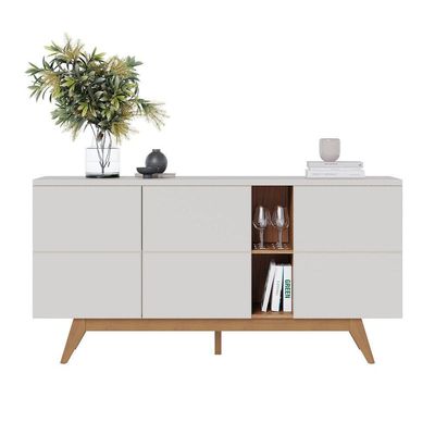 Buffet Aparador com 3 Portas 160x80cm Noronha Colibri Off White Freijó