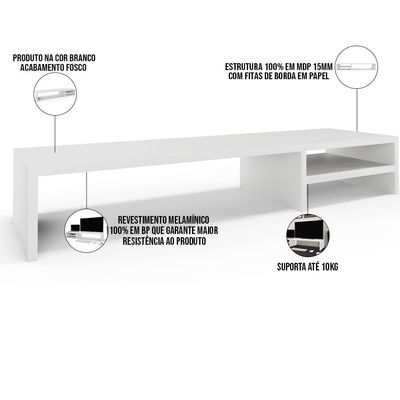 Kit 02 Suportes Para Monitor Stand Home Office Lap 90 cm L03 Branco - Lyam