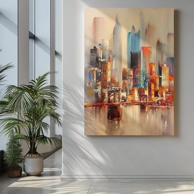 Quadro Decorativo Abstrato Ponte De Ny C- Textura Pinceladas