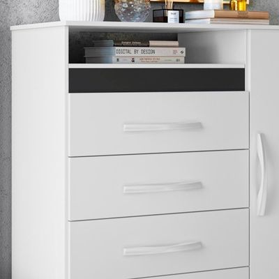 Cômoda Para Quarto Infantil 4 Gavetas 1 Porta Branco Rosa Azul Quadriflex Triton Shop Jm