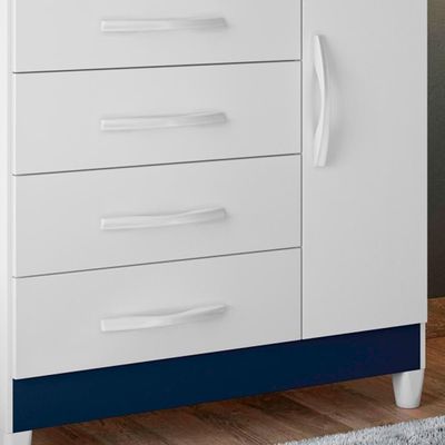 Cômoda Para Quarto Infantil 4 Gavetas 1 Porta Branco Rosa Azul Quadriflex Triton Shop Jm