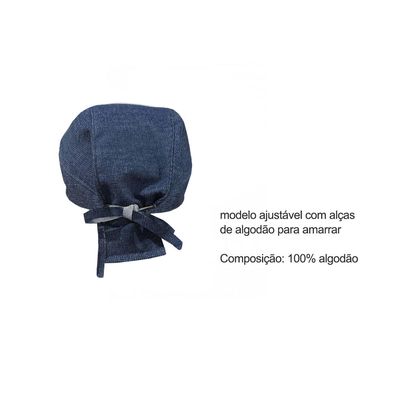 Avental Jeans e Bandana Azul Algodao Cafeteria Bar Cozinha
