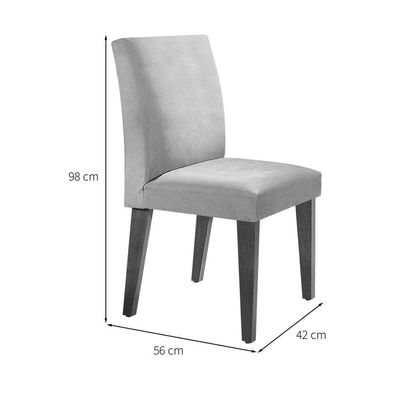 Conjunto de Mesa de Jantar Retangular com Tampo de Vidro Berlim e 4 Cadeiras Bélgica Linho Grafite e Imbuia