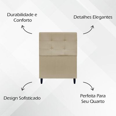 Cabeceira Decorativa Ivy Para Cama De Solteiro 90 Cm Suede Nude, Suede