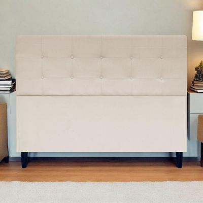 Cabeceira Cama Ivy Para Cama Queen 160 Cm Suede Bege, Suede