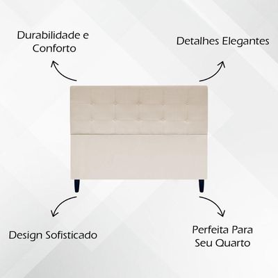 Cabeceira Cama Ivy Para Cama Queen 160 Cm Suede Bege, Suede