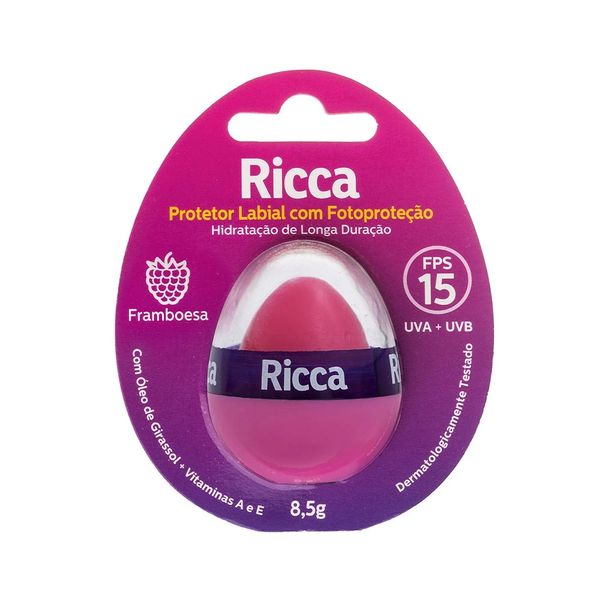 Protetor Labial Ricca com Fotoproteção Fps 15 Framboesa Protetor Labial Ricca com Fotoproteção Fps 15 Framboesa