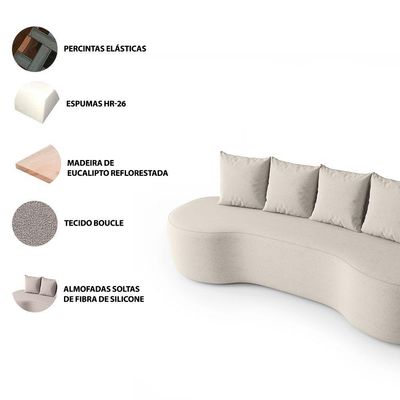 Sofá Orgânico Curvo 2,10m 3 Lugares Com Almofadas Ibiza Bexs Bege