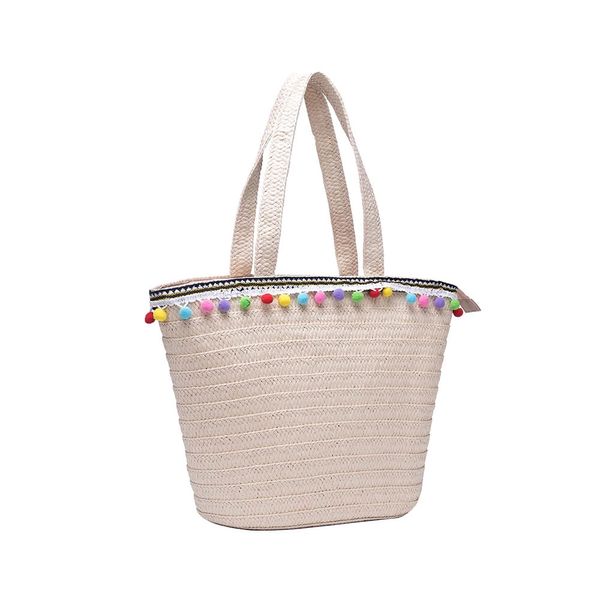 Bolsa Praia Semax Pompom Tote Bag Bege Bolsa Praia Semax Pompom Tote Bag Bege