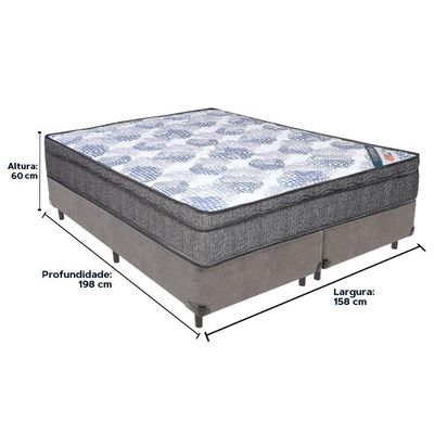 Cama Box Cinza E Colchão Iso Superpocket Molas Ensacadas Queen Ortobom