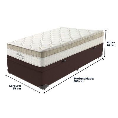 Cama Box Baú Marrom E Colchão King Best Molas Ensacadas Solteiro 88x188x33 Anjos