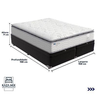 Cama Box Baú E Colchão Amsterdã Molas Ensacadas Queen Probel Queen Preto