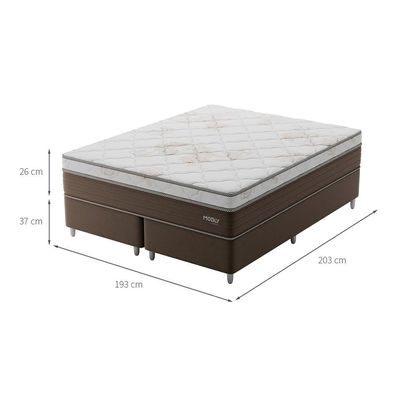 Cama Box King Londres com Colchão Molas Ensacadas (63x193x203) Marrom e Branca