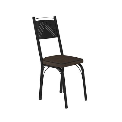 Conjunto com 2 Cadeiras Leslie Revestimento Sintético Imbuia e Preto