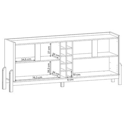 Aparador Buffet Sala Lizz 190cm Com Pés De Madeira Maciça Cedro