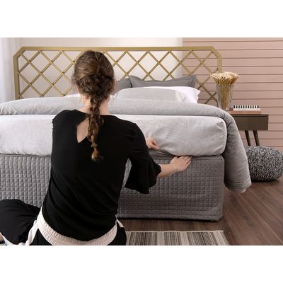 Saia Cama Box King Poliester Probox Pastilha Cinza Lavive