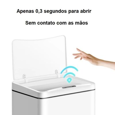 Lixeira Automática Retangular 50 Litros com Sensor Branca