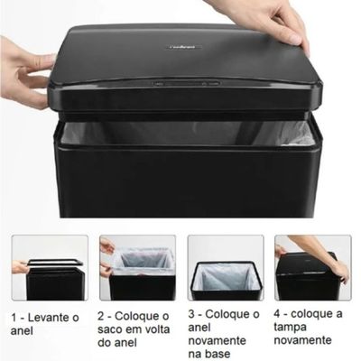 Lixeira Automática Retangular 50 Litros com Sensor Branca