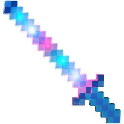 Brinquedo Espada Pixel Minecraft 58cm Som E Luz Azul Nº16
