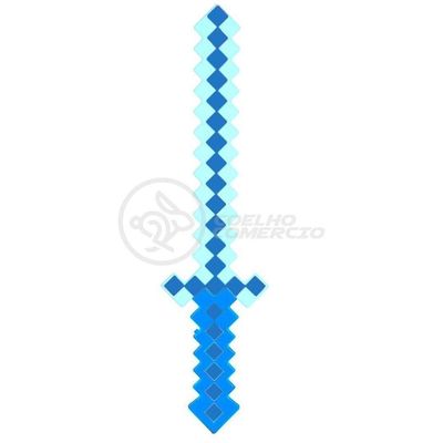 Brinquedo Espada Pixel Minecraft 58cm Som E Luz Azul Nº21