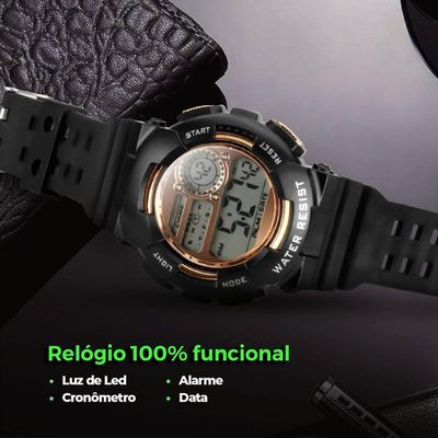 Relogio Digital Infantil Menino Silicone Criança + Caixa Qualidade Premium Silicone Ajustavel Preto
