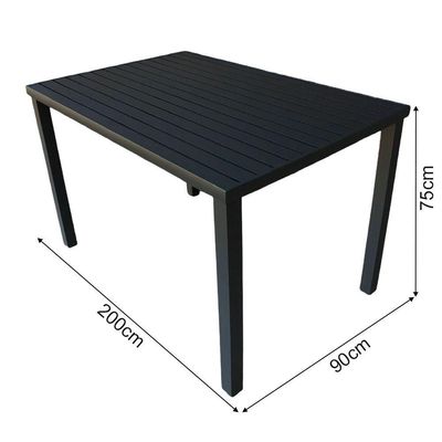 Conjunto Mesa Ripada Com 2 Bancos Ripados Alumínio 2.00x0.90m Marrom