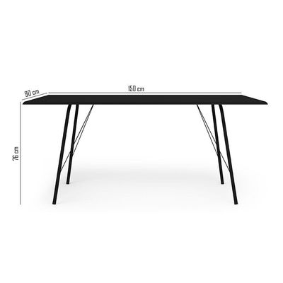 Mesa Sala De Jantar Paraty Preto 150x90cm Tampo Preto