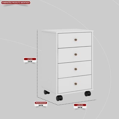 Mesa De Cabeceira 4 Gavetas Presence Branco