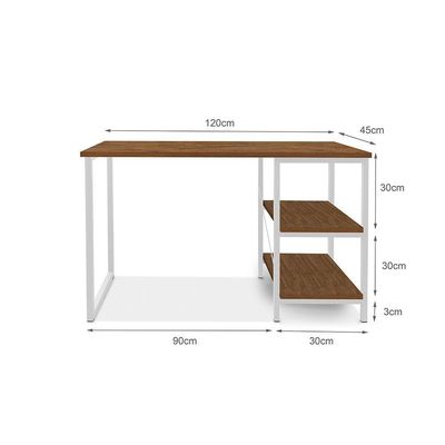 Escrivaninha De Notebook Office Star 120cm 2 Prateleiras Klm Branco Com Imbuia