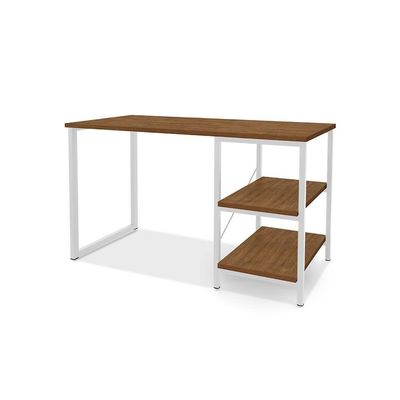 Escrivaninha De Notebook Office Star 120cm 2 Prateleiras Klm Branco Com Imbuia